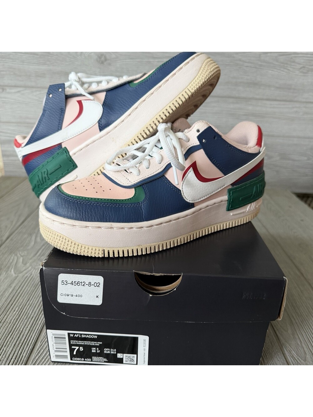 Nike Air Force 1 Shadow Mystic Navy Echo Pink Women’s 7.5 CI0919-400 w/ Box